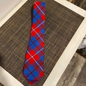 Ingles Buchan Scottish 100% Pure New Wool Men's Red & Blue Plaid Tie